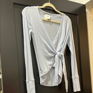 Light Blue Wrap Top